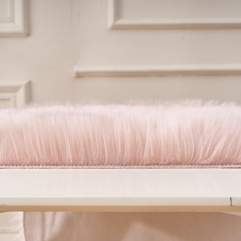 Easy Joy EasyJoy Ultra Soft Fluffy Shaggy Area Rug Faux Fur Rug Chair Cover Seat Pad Fuzzy Area Rug for Bedroom Floor Sofa Living Room (2 x 3 ft Sheepskin, Pink) - Image 5